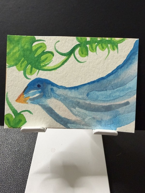 ACEO, Birds, 4 pc set, Art Card, watercolor painting, ooak, original, 