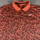 Nike Dri-FIT Polo Shirt Mens Large Orange Golf Tee Print Short Sleeve Top