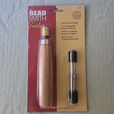 Beadsmith Diamond Reamer Set   4 Interchangeable Tips, Wood Handle, Storage Tube