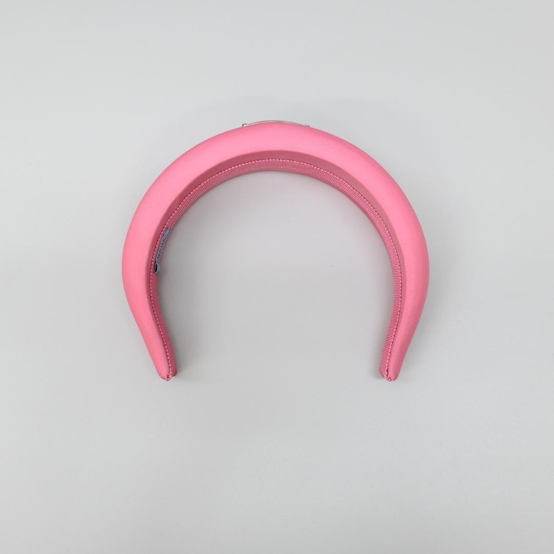 Prada Nylon Pink Headband Hair Accessory Triangle Logo Padded