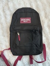 Montana West Unisex Backpack Black/Burgundy Polyester Outer Pockets