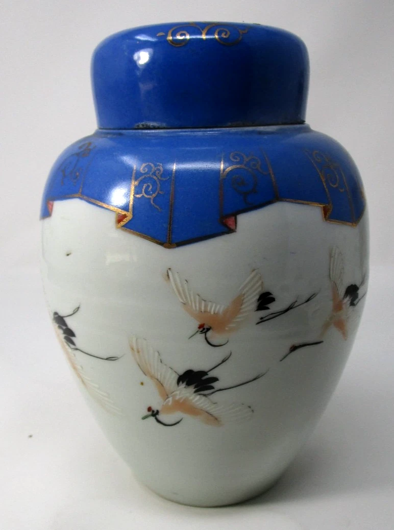 陶瓷蓝色老式原版古董日本花瓶| eBay