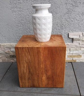 26x32x33cm Dekosäule Holzblock Podest Eiche Massiv Beistelltisch Blumenhocker - Bild 1 von 4