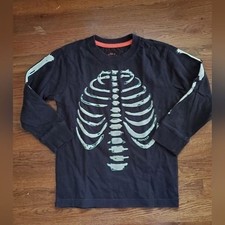 OSHKOSH Boys 6 Halloween Black skeleton Tee