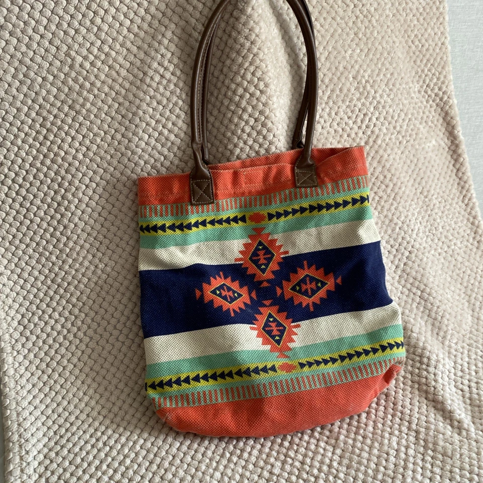 Bolso de Mano Grande de Lona Diseño Azteca Foto 2 de 4