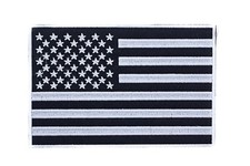 Subdued Tactical US Flag Patch White on Black Embroidered Morale Vest Hat Sew-On