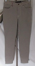 New TOMMY HILFIGER Women's Beige Black Plaid Flex Skinny Pants Size 2