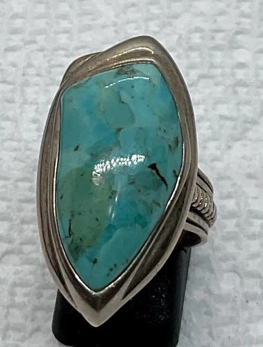 A Vintage Sterling Silver And Turquoise Ring. Signed Barse, Thailand. Size 8