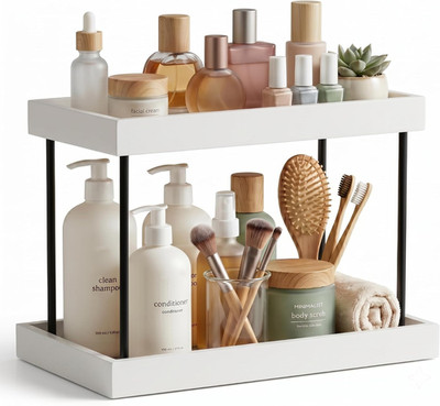 Bathroom Counter Organizer,2 Tier Perfume Organizer,Wooden Bathroom Organizers a