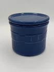 Longaberger Woven Traditions Cornflower Blue Pottery Salt Butter Crock w/ Lid