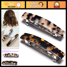 2PCS Tortoise Shell Hair Clips - French Design Rectangle Barrette for Women