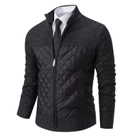 Herren Winter Pullover Strickjacke High Neck Patchwork Locker Casual Jacke