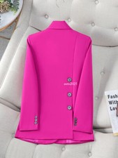 Women Blazer Pink Black Autumn Winter Ladies Loose Formal Jacket Coat Work Wear