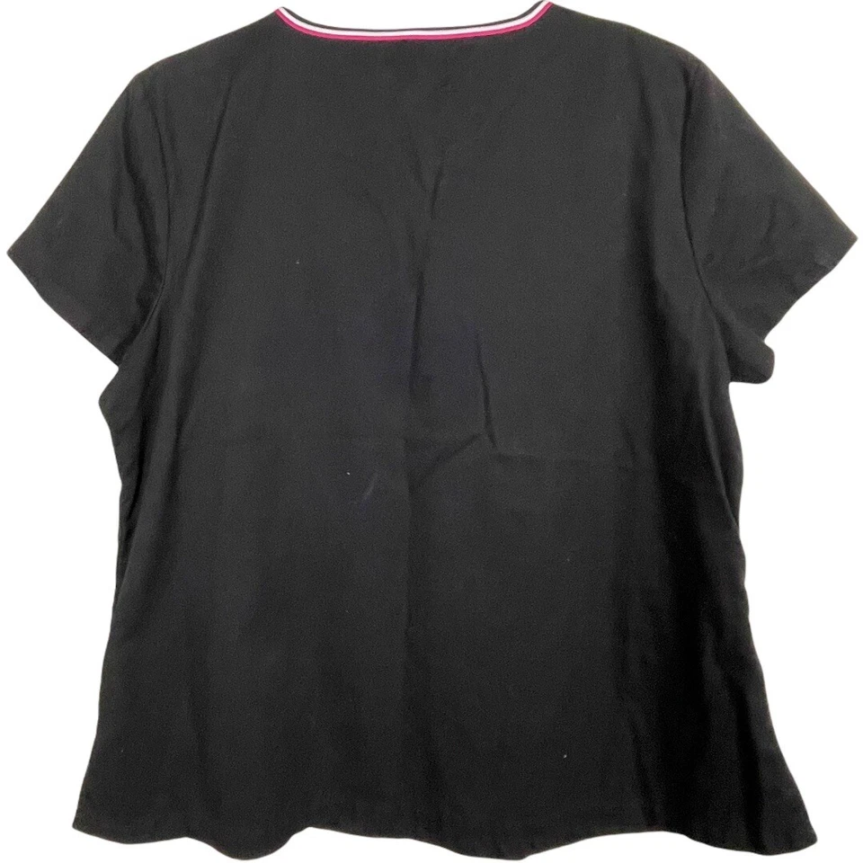 Koi Kathy Peterson Jasmine Size XL Black Medical Scrub Top Heart Butterfly - Image 3 of 4