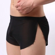 Sexy Men's Mesh Aro Boxer Briefs Easy Breathable Low Rise Quick Drying Underwear