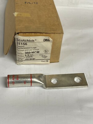 3M 31156 350 Long Barrel Two Hole Cu Crimp Lug Red Die 10/Lot
