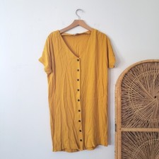 Madewell Button Down Mini Shirt Dress Yellow XS