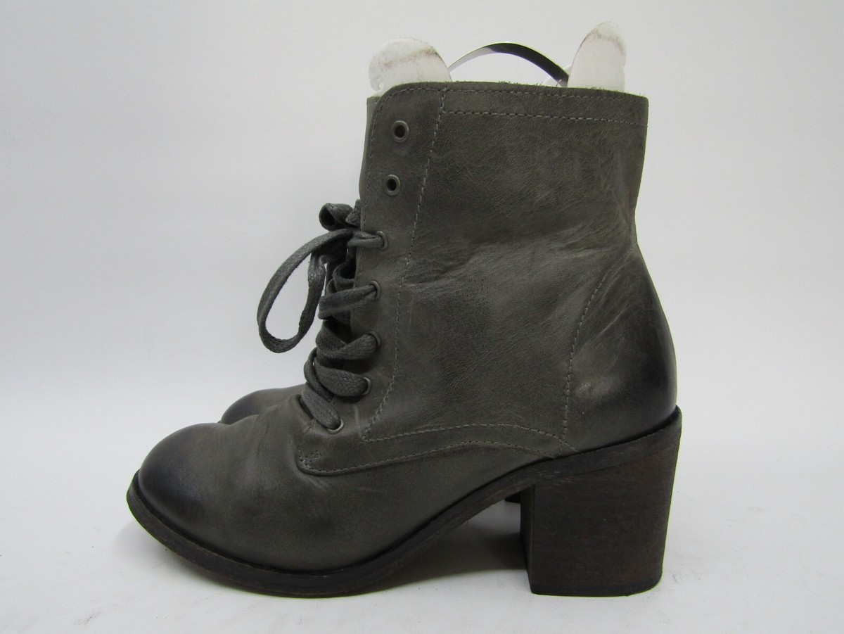 Office London Womens Size 40 EUR Gray Leather Lace Up Ankle Fashion Boots  Bootie
