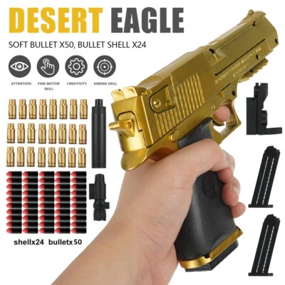 MARKENLOS Spielzeug Glock Pistole mit Auswurf für Kinder, 50 Kugeln, 24Cartridges Caces