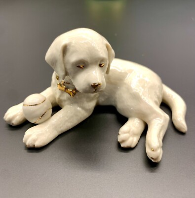 レノックス　パトリオティック・パピー　フィギュリン犬の置物 アメリカ国旗付き2個 レノックス パトリオティック・パピー フィギュリン犬の置物