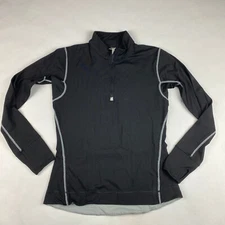 Alo CoolFit Quarter Zip Pullover Stretch Womens Large Black Yoga Fitness