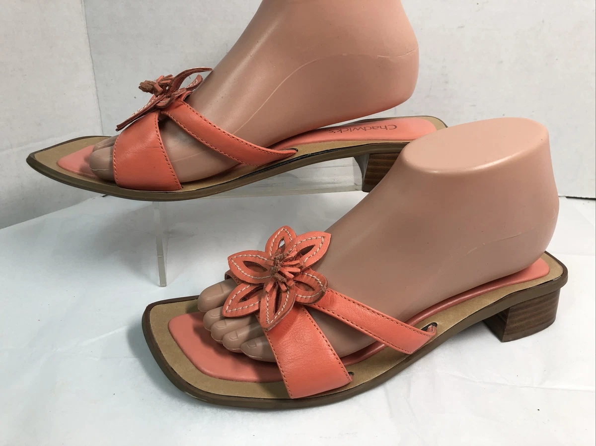 Chadwick s Womens Sandals Size 8.5 M Peach Color Leather Floral N