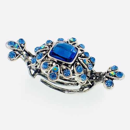 USA Vintage Haarkralle Clip Kiefer Haarnadel Verwendung SWAROVSKI Kristall Elegant Blau 3-2 - Bild 3 von 11