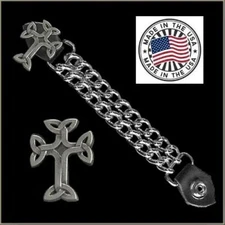 CELTIC CROSS VEST EXTENDER USA  leathers biker motorcycle gremlin bells harley