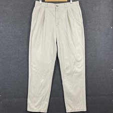 Tommy Hilfiger Mens Chino Pants Size 36 Beige Pleated Front Embroidered Logo