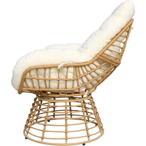 Swivel Outdoor Bistro Set Swivel Rattan Patio Conversation Furniture Set w/Table - Picture 4 of 7
