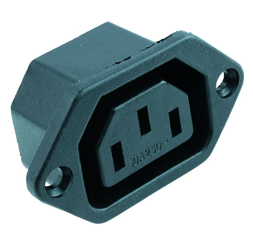 C13 IEC Chassis Panel Mount Outlet Socket Connector