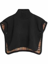 NWT NEW Burberry Mini Beatrix baby girls black reversible cape check S 18-36m