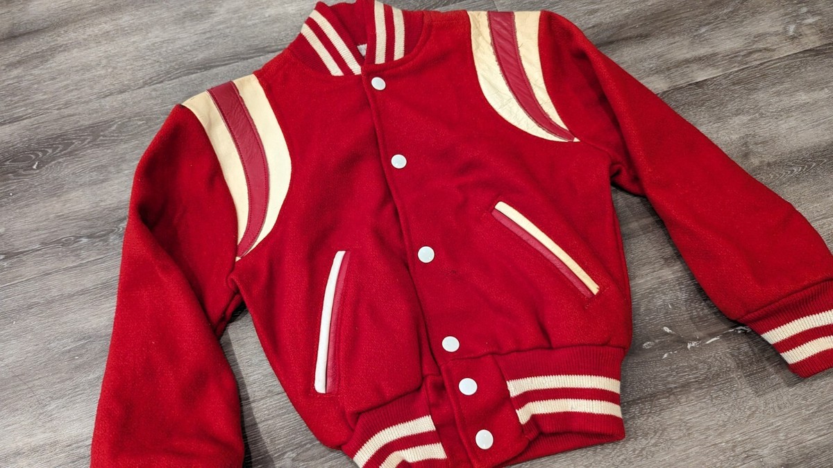 Vintage 70s 80s Leather/Wool Youth Size 6-8 Letterman Jacket Vintage 70s 80s Leather/Wool Youth Size 6-8 Letterman Jacket