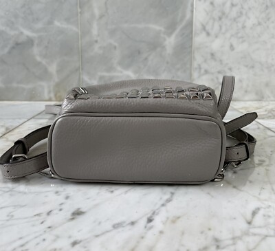 Michael Kors Abbey Studded Grey Pebble Leather Mini Backpack 
