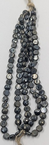 Antique Vintage Glass Gunmetal Faceted Flat Back Nailhead Beads 4mm C28-52
