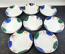 VTGE Set of 8 ROMA Fiori Pasta Bowls 8 1/4" Floral Blue Green Red
