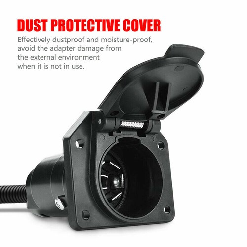 RV Flat 4 Way to 7 Way Round Trailer Power Adapter Plug w/ Hitch Mount Bracket - Imagen 4 de 7