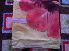  VINTAGE MULTICOLOR 100 RAYON W FLORAL POPPY PATTERN SCARF/WRAP 17-1/2" X 67" 