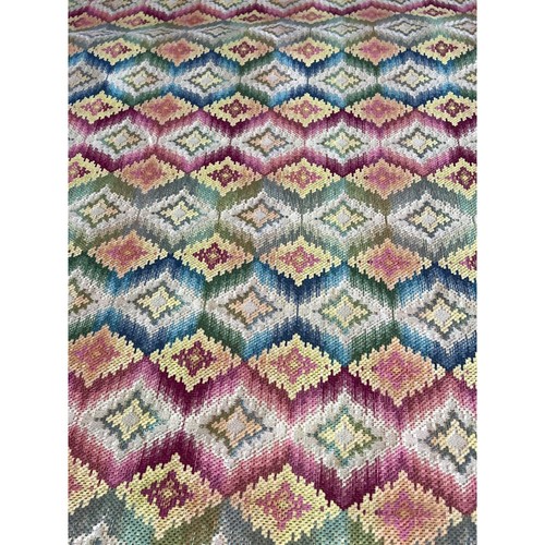Vintage Brokat Polsterstoff Bargello Jacquard Zick Zack Geometrisch BTY - Bild 4 von 8