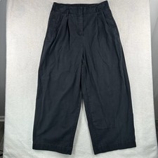 Boss Hugo Boss Women Tenoy Trousers Pants Wide Leg Cropped High Waist Black Sz 8