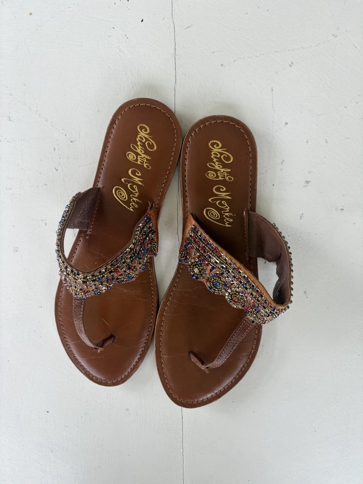 Naughty Monkey Women's Sandals Gem Shoes Gold Blue Red Size 9.5 - Image 2 of 4