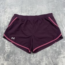 Under Armour Fly By 2.0 Shorts Womens Size L Purple Lined Running Athleisure