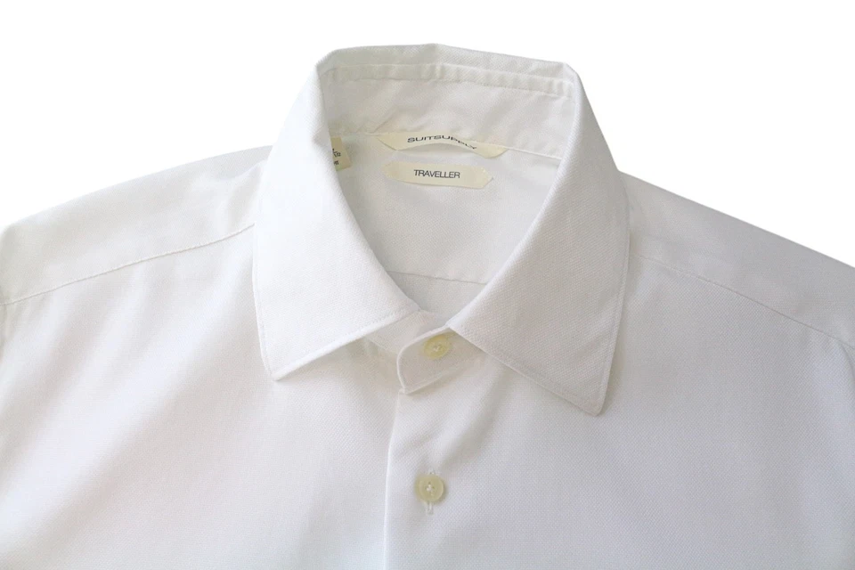 Suitsupply Traveller Uomo Camicia Formale 37/14.5 Slim Bianco Puro Manica I - Immagine 4 di 4