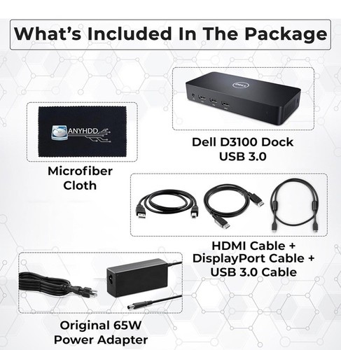 Dell D3100 USB 3.0 UHD Docking Station - Afbeelding 2 van 8