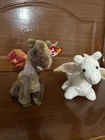 NWT-VTG Ty Beanie Babies SCORCH the Dragon 1998 and Magic The White Dragon 1995