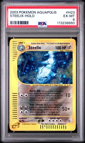 2003 POKEMON AQUAPOLIS #H23 STEELIX HOLO PSA 6