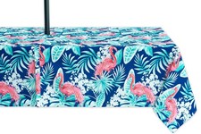 YiHomer Flamingo Dancing Tablecloth 60 x 84 Rectangle with Umbrella Hole