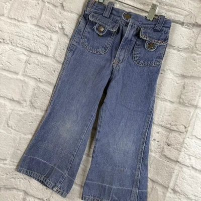 Vintage 1970er Mädchen Jeans Mit Weitem Bein Größe 4T K-Mart Glockenbuaus Taiwan - Bild 1 von 4