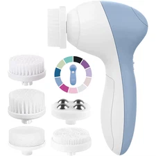 Electric 5-In-1 Facial Cleansing Brush, Multi-Functional Rotating Massage Pore C
