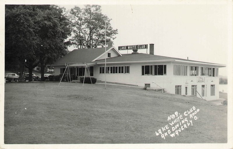 Vintage Postcard Lake White Club Dining Room Waverly Ohio 1961 RPPC Black White